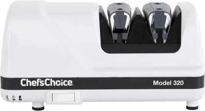 Professional Electric Knife Sharpeners FlexHone/Strop With 100-Percent Diamond Abrasives And Precision Angle Guides For 20-Degree Straight-Edge and Serrated Knives, 2-Stage, White