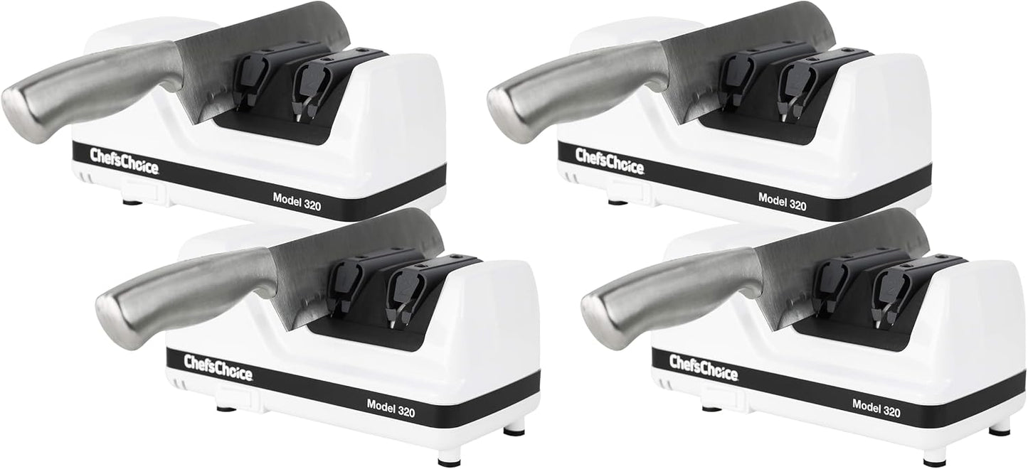 Professional Electric Knife Sharpeners FlexHone/Strop With 100-Percent Diamond Abrasives And Precision Angle Guides For 20-Degree Straight-Edge and Serrated Knives, 2-Stage, White