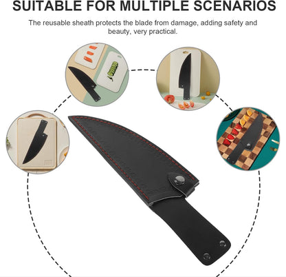 CALLARON 13" Leather Chef Knife Sheath - Portable Knife Sleeves, Safe Chef Knives Cover, Knife Protection Cover for Kitchen Camping(Random Style)