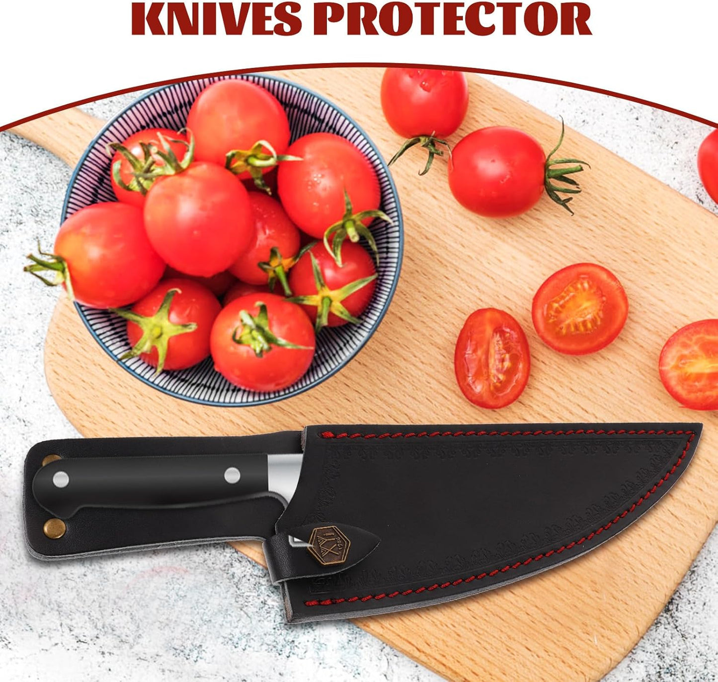 CALLARON 13" Leather Chef Knife Sheath - Portable Knife Sleeves, Safe Chef Knives Cover, Knife Protection Cover for Kitchen Camping(Random Style)