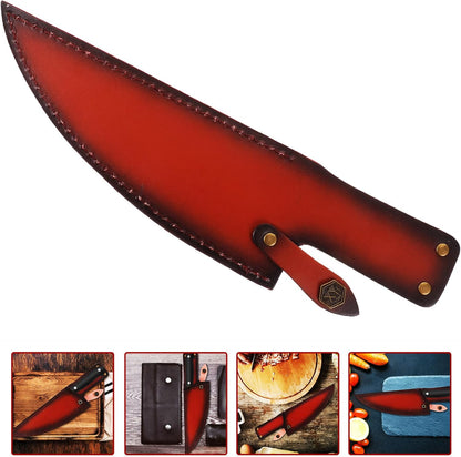 CALLARON 13" Leather Chef Knife Sheath - Portable Knife Sleeves, Safe Chef Knives Cover, Knife Protection Cover for Kitchen Camping(Random Style)