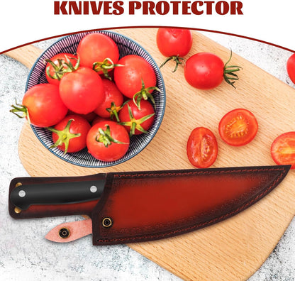 CALLARON 13" Leather Chef Knife Sheath - Portable Knife Sleeves, Safe Chef Knives Cover, Knife Protection Cover for Kitchen Camping(Random Style)