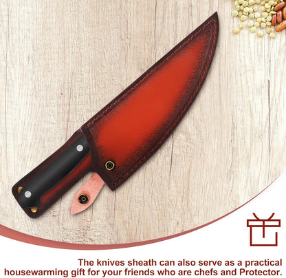 CALLARON 13" Leather Chef Knife Sheath - Portable Knife Sleeves, Safe Chef Knives Cover, Knife Protection Cover for Kitchen Camping(Random Style)