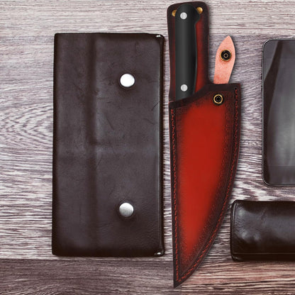 CALLARON 13" Leather Chef Knife Sheath - Portable Knife Sleeves, Safe Chef Knives Cover, Knife Protection Cover for Kitchen Camping(Random Style)