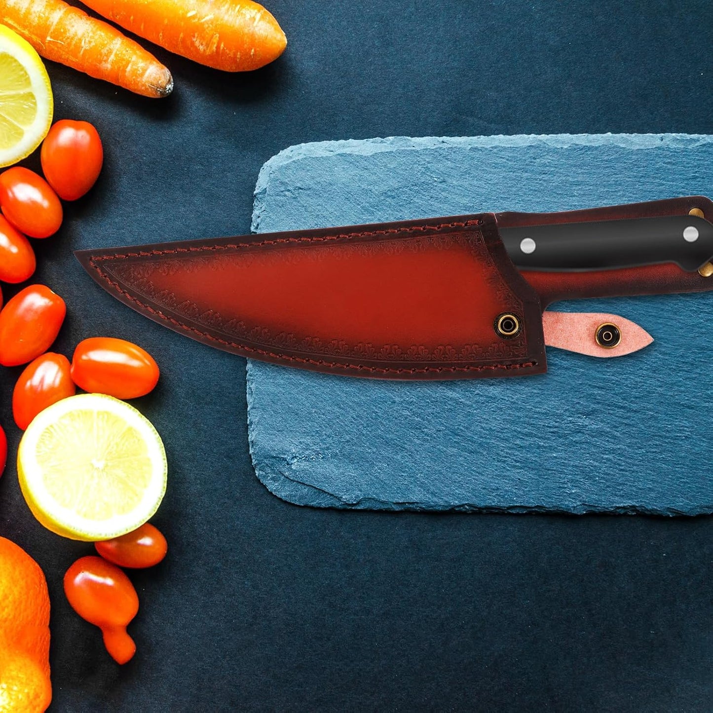 CALLARON 13" Leather Chef Knife Sheath - Portable Knife Sleeves, Safe Chef Knives Cover, Knife Protection Cover for Kitchen Camping(Random Style)