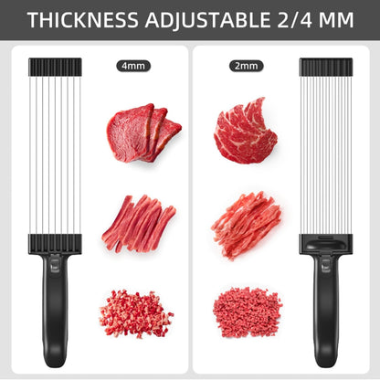 Meat Slicer for Fresh Raw Meat (Steady Grip), Manual Cutter, 17 Blades | Quick Fresh Meat Slicer with Steady Grip, Manual Cutter Slicer, Beef Pork Mutton for Cooking BBQ Hot Pot (2 or 4 mm) -Gray