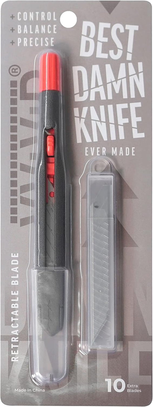 VViViD Best Damn Knife - Heavy Duty Precise Utility Blade, Sturdy Safety Lock, and 10 Replacement Blades