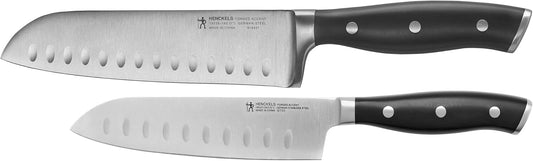 Forged Accent Razor-Sharp 2-pc Knife Set, Santoku Knife 5 Inch, Santoku Knife 7 Inch, German Engineered Informed by 100+ Years of Mastery,Black