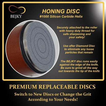 Premium Rolling Knife Sharpener with Replaceable Discs - Achieve Razor-Sharp Perfection with our Roller Knife Sharpening Set - Extra Strong Magnets - 400 Grit Diamond and 1000 Silicon Discs Included