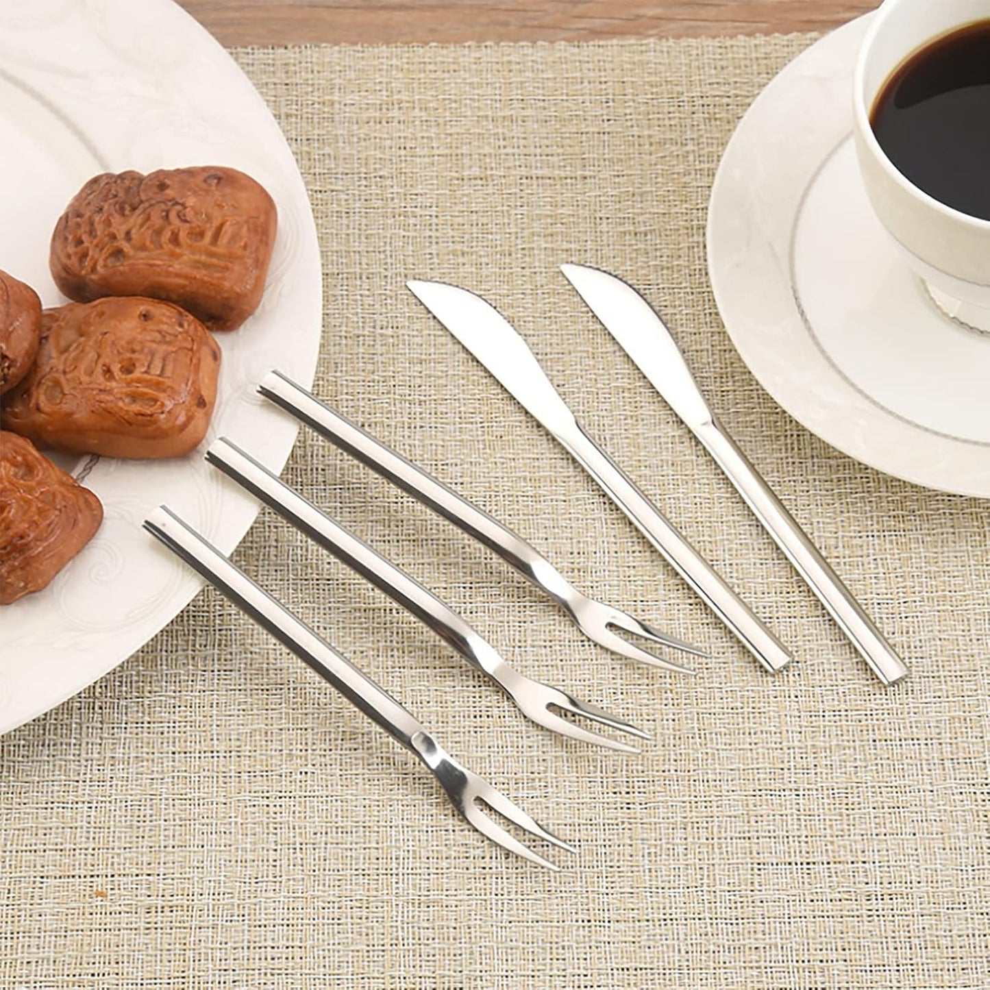 5.8in 4-Piece Dessert Knives Set Stainless Steel Kids Dinner Knife Appetizer Fruit Snack Serving Knives Small Flatware Set