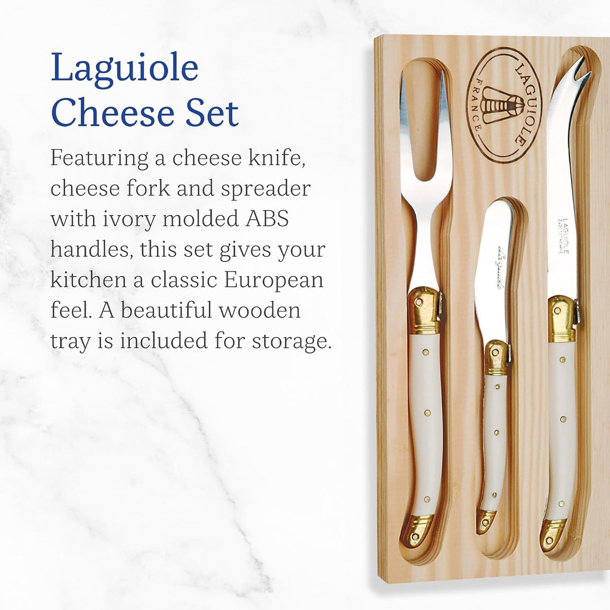 Laguiole 3-Piece Cheese Set, Ivory Handles