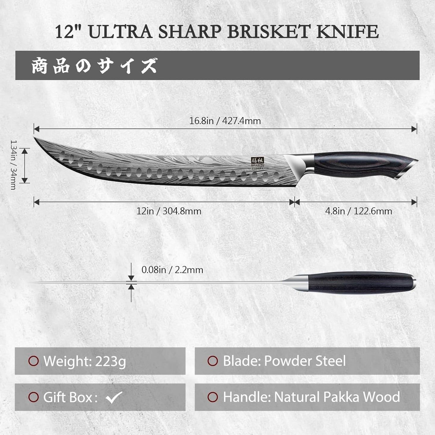 10 inch Bread Knife in Powder Steel, Serrated Bread Knife for Homemade Bread Sourdough Ultra Sharp Bread Slicer Knives with Ergonomic Pakkawood Handle for Sourdough, Turkey and Fruit