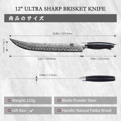 10 inch Bread Knife in Powder Steel, Serrated Bread Knife for Homemade Bread Sourdough Ultra Sharp Bread Slicer Knives with Ergonomic Pakkawood Handle for Sourdough, Turkey and Fruit