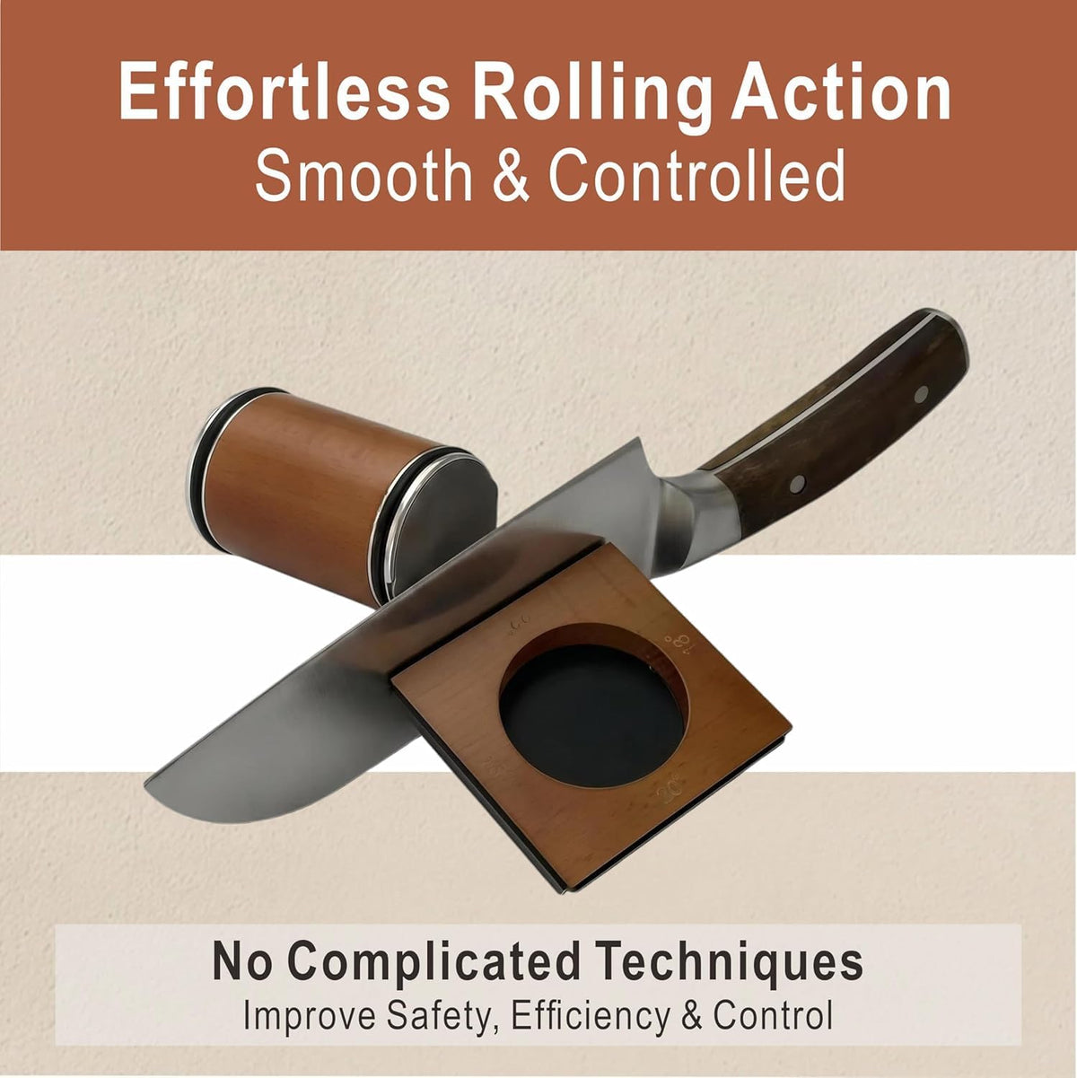 Rolling Knife Sharpener Kit (Silver and wood grain 4 angles)