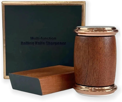 Rolling Knife Sharpener Kit (Silver and wood grain 4 angles)