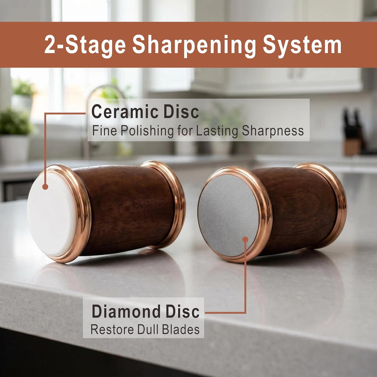 Rolling Knife Sharpener Kit (Silver and wood grain 4 angles)