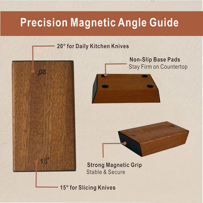 Rolling Knife Sharpener Kit (Silver and wood grain 4 angles)