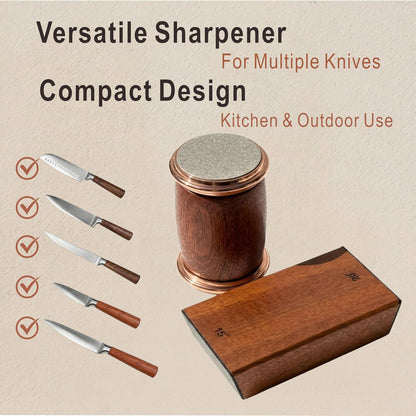 Rolling Knife Sharpener Kit (Silver and wood grain 4 angles)