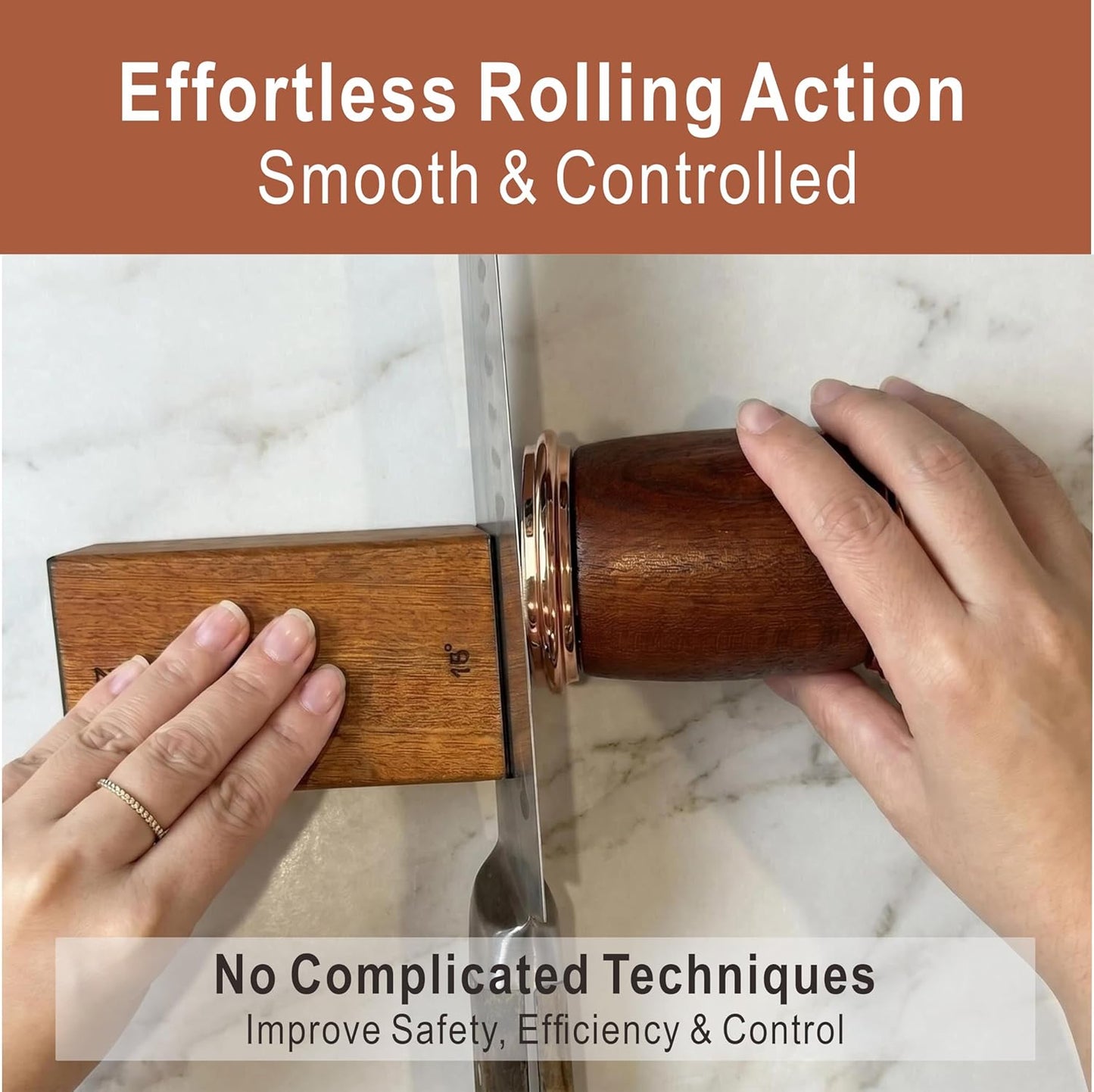 Rolling Knife Sharpener Kit (Silver and wood grain 4 angles)