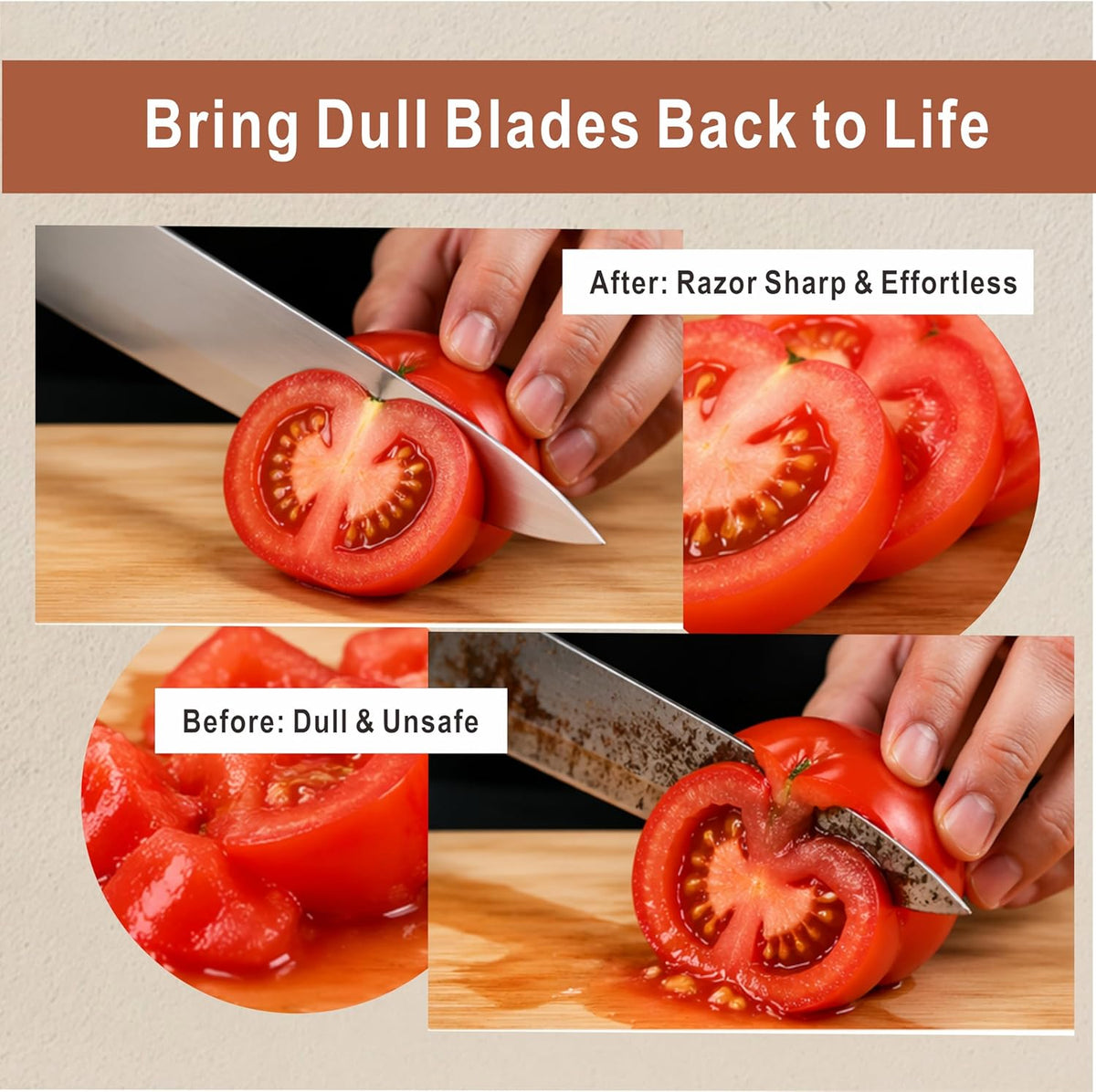 Rolling Knife Sharpener Kit (Silver and wood grain 4 angles)