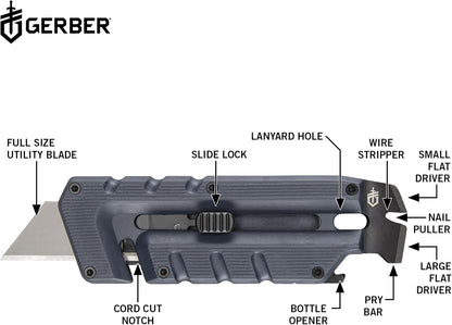 Prybrid Pocket Knife Multitool 8-in-1 Box Cutter, Bottle Opener,Blue