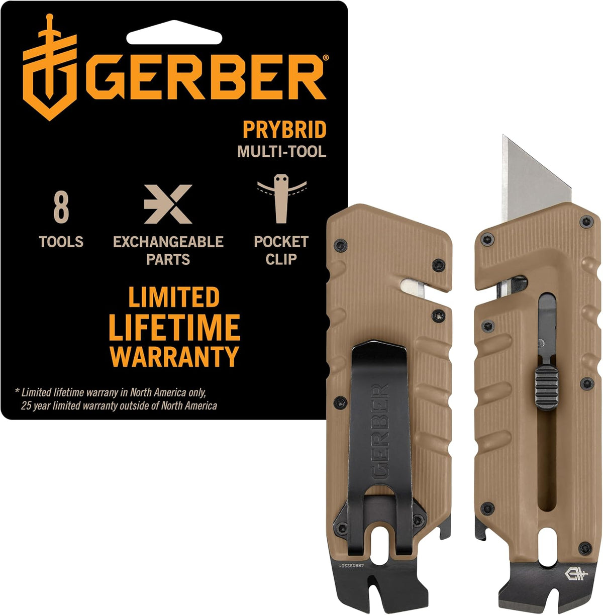 Prybrid Pocket Knife Multitool 8-in-1 Box Cutter, Bottle Opener,Blue