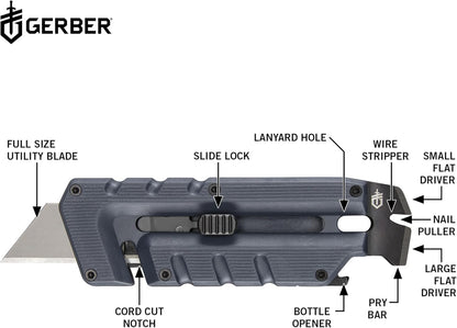 Prybrid Pocket Knife Multitool 8-in-1 Box Cutter, Bottle Opener,Blue