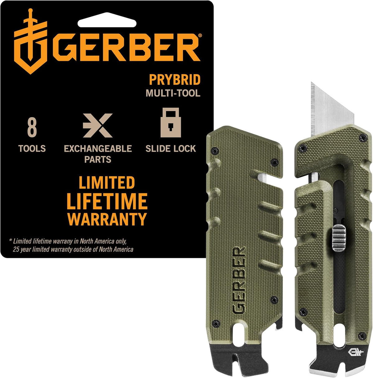 Prybrid Pocket Knife Multitool 8-in-1 Box Cutter, Bottle Opener,Blue