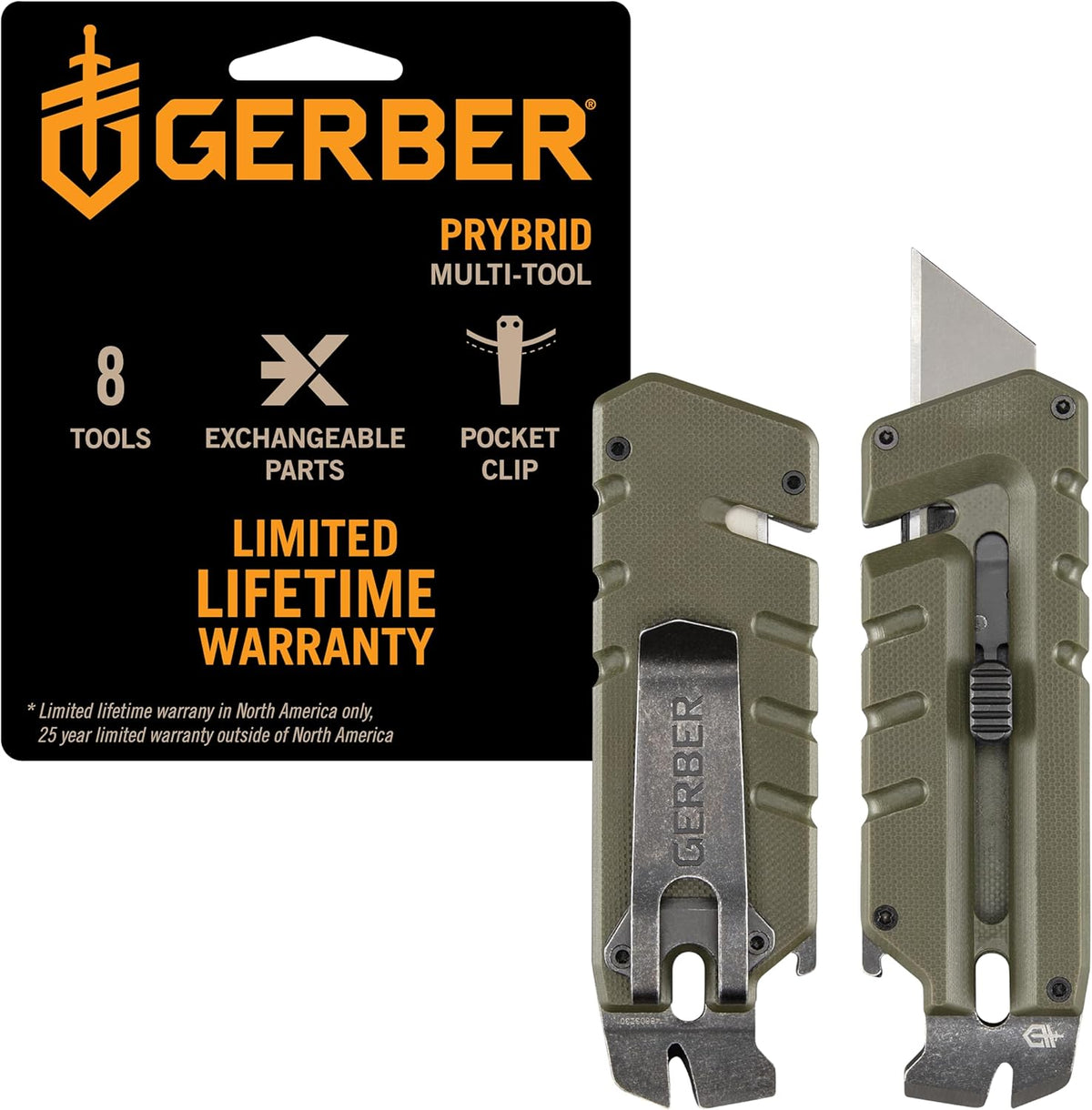 Prybrid Pocket Knife Multitool 8-in-1 Box Cutter, Bottle Opener,Blue