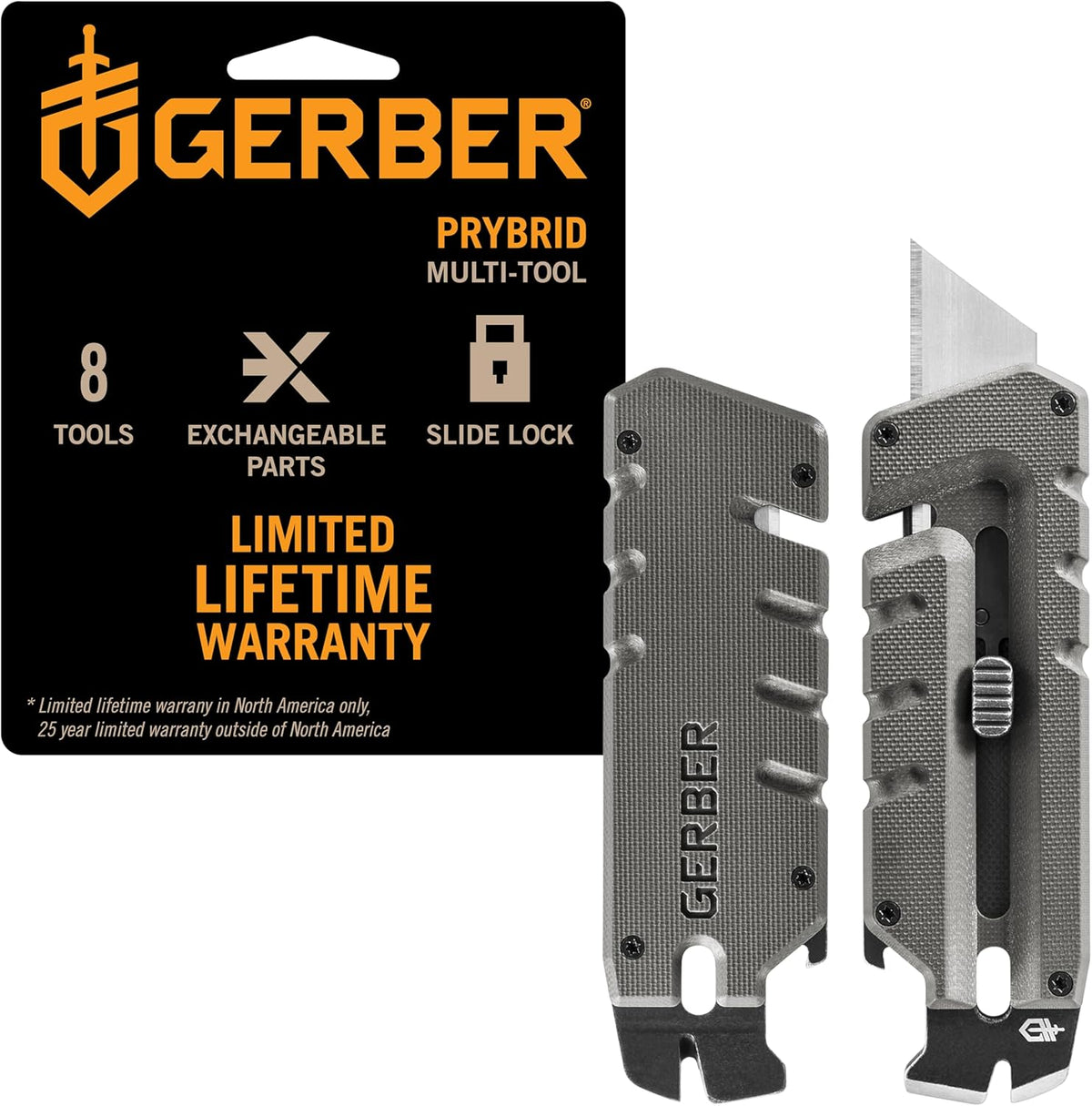 Prybrid Pocket Knife Multitool 8-in-1 Box Cutter, Bottle Opener,Blue