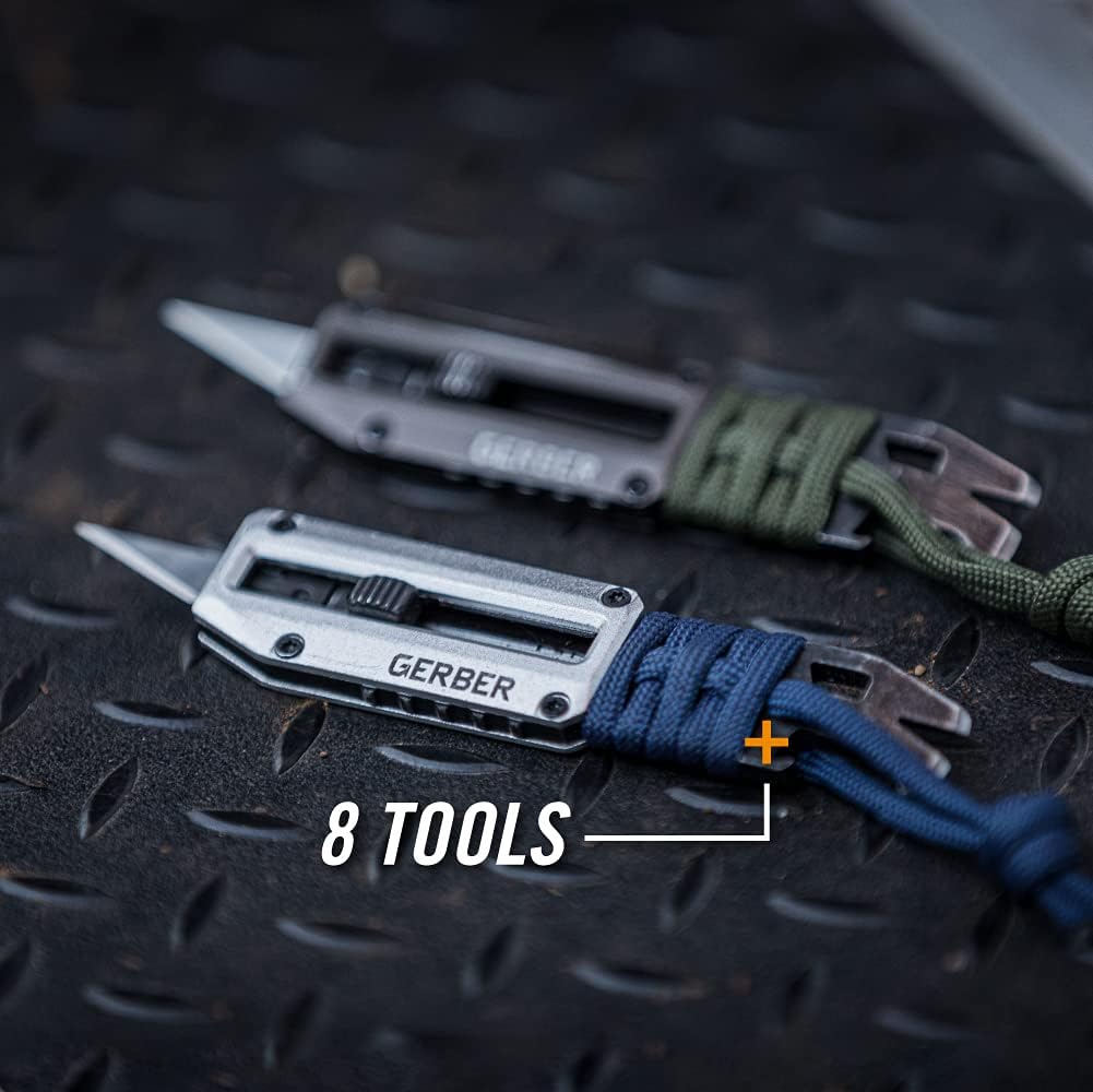 Prybrid Pocket Knife Multitool 8-in-1 Box Cutter, Bottle Opener,Blue