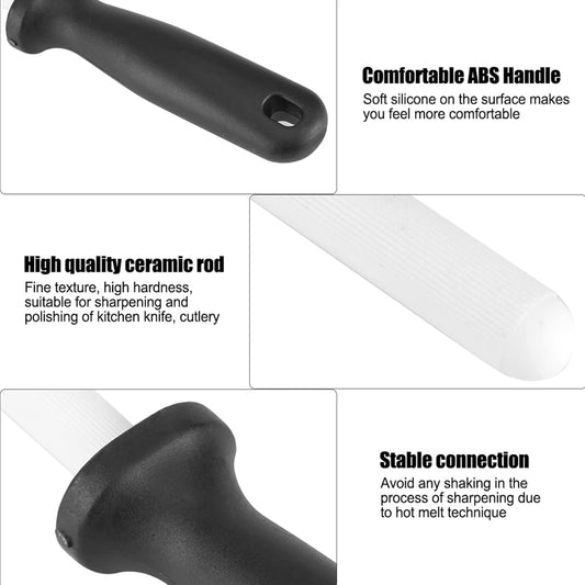 8 Inch Ceramic Honing Rod, High Hardness Ceramic Sharpening Rod, Knife Sharpener Rod, Knife Sharpening Rod for Kitchen Knife, Scissors, Nail, Sickle, Orchard Shears