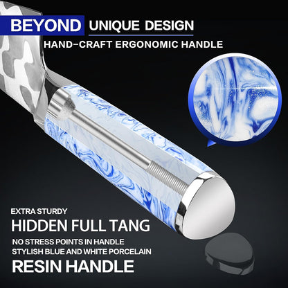 Utility Knife 5 Inch, Ultra Sharp Kitchen Fruit Knives, 7 Layer Alloy Steel Peeling Knife with Resin Handle - Qing Series