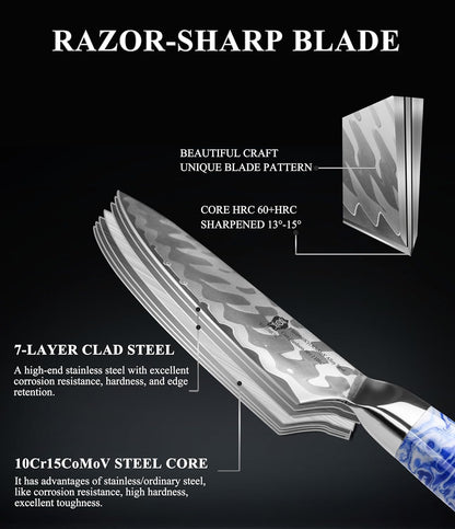 Utility Knife 5 Inch, Ultra Sharp Kitchen Fruit Knives, 7 Layer Alloy Steel Peeling Knife with Resin Handle - Qing Series