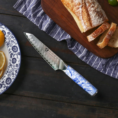 Utility Knife 5 Inch, Ultra Sharp Kitchen Fruit Knives, 7 Layer Alloy Steel Peeling Knife with Resin Handle - Qing Series