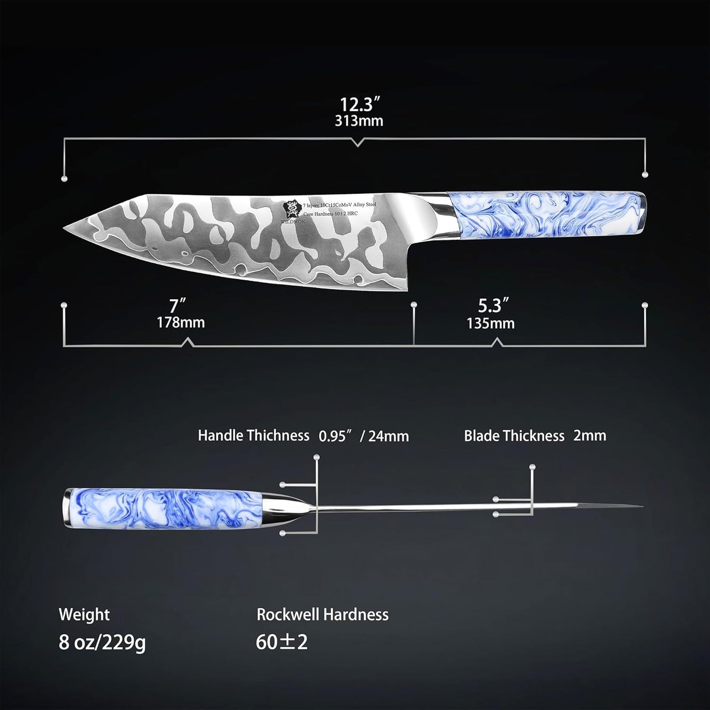 Utility Knife 5 Inch, Ultra Sharp Kitchen Fruit Knives, 7 Layer Alloy Steel Peeling Knife with Resin Handle - Qing Series