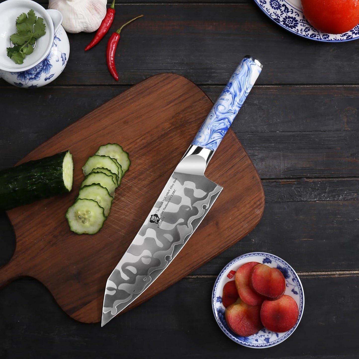 Utility Knife 5 Inch, Ultra Sharp Kitchen Fruit Knives, 7 Layer Alloy Steel Peeling Knife with Resin Handle - Qing Series