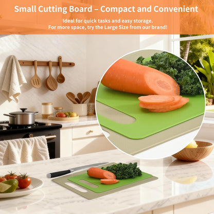 Plastic Cutting Board Set, 3 Pack Small Chopping Boards for Kitchen, BPA-Free, Dishwasher Safe, Color Coded Boards Pads for Meat Vegetable Fruit, Easy Grip Handle, Non-Slip, Space Saving