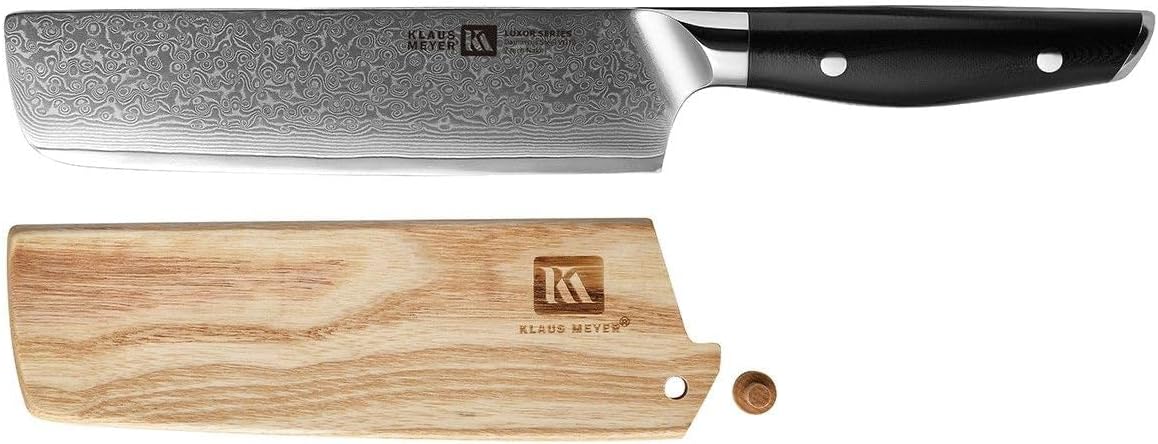 Luxor Damascus Steel 7 inch Nakiri Knife with Wood Sheath