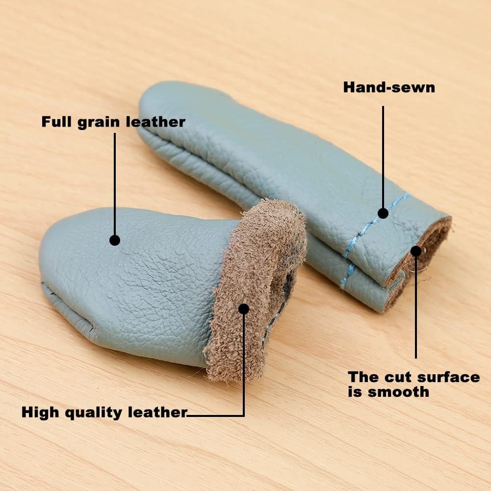 4 Pairs Leather Finger Protector Needle Felting Knitting Finger Thimble Guards Tools for Hand Craft Sewing Needlework Handmaking(Random Color)