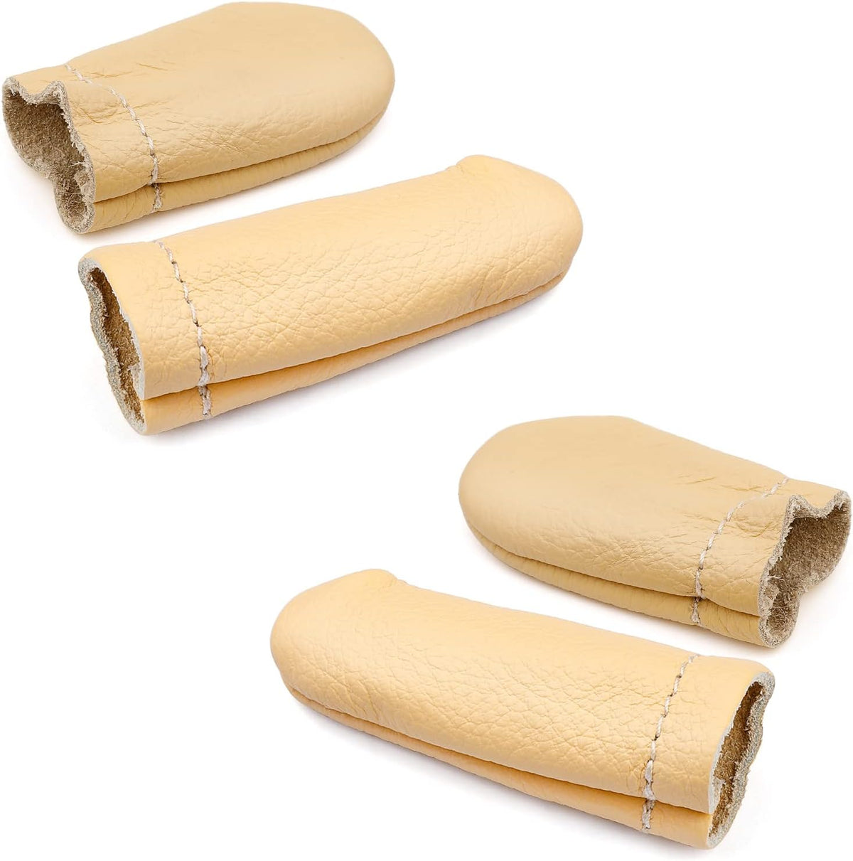 4 Pairs Leather Finger Protector Needle Felting Knitting Finger Thimble Guards Tools for Hand Craft Sewing Needlework Handmaking(Random Color)