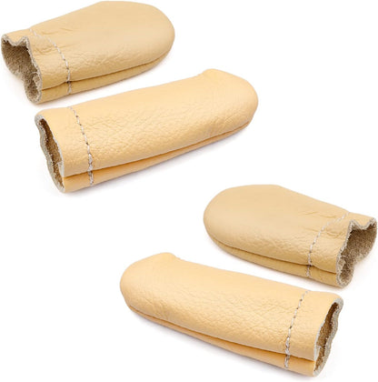4 Pairs Leather Finger Protector Needle Felting Knitting Finger Thimble Guards Tools for Hand Craft Sewing Needlework Handmaking(Random Color)