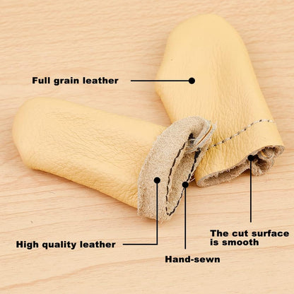 4 Pairs Leather Finger Protector Needle Felting Knitting Finger Thimble Guards Tools for Hand Craft Sewing Needlework Handmaking(Random Color)