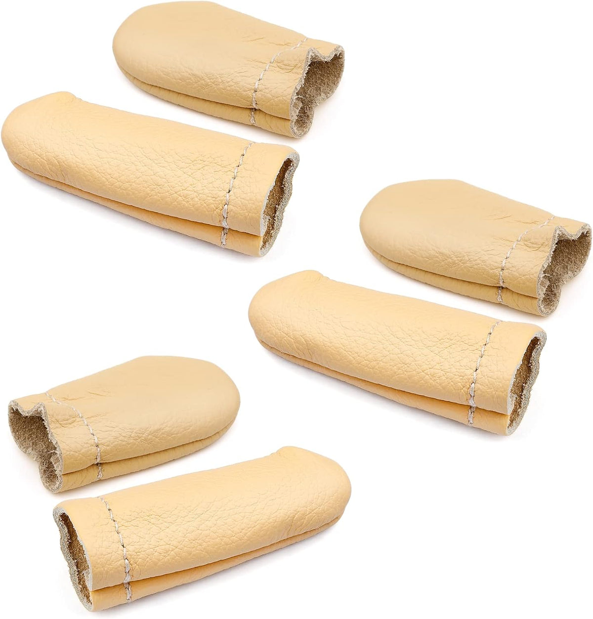 4 Pairs Leather Finger Protector Needle Felting Knitting Finger Thimble Guards Tools for Hand Craft Sewing Needlework Handmaking(Random Color)