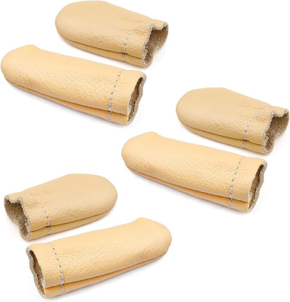 4 Pairs Leather Finger Protector Needle Felting Knitting Finger Thimble Guards Tools for Hand Craft Sewing Needlework Handmaking(Random Color)