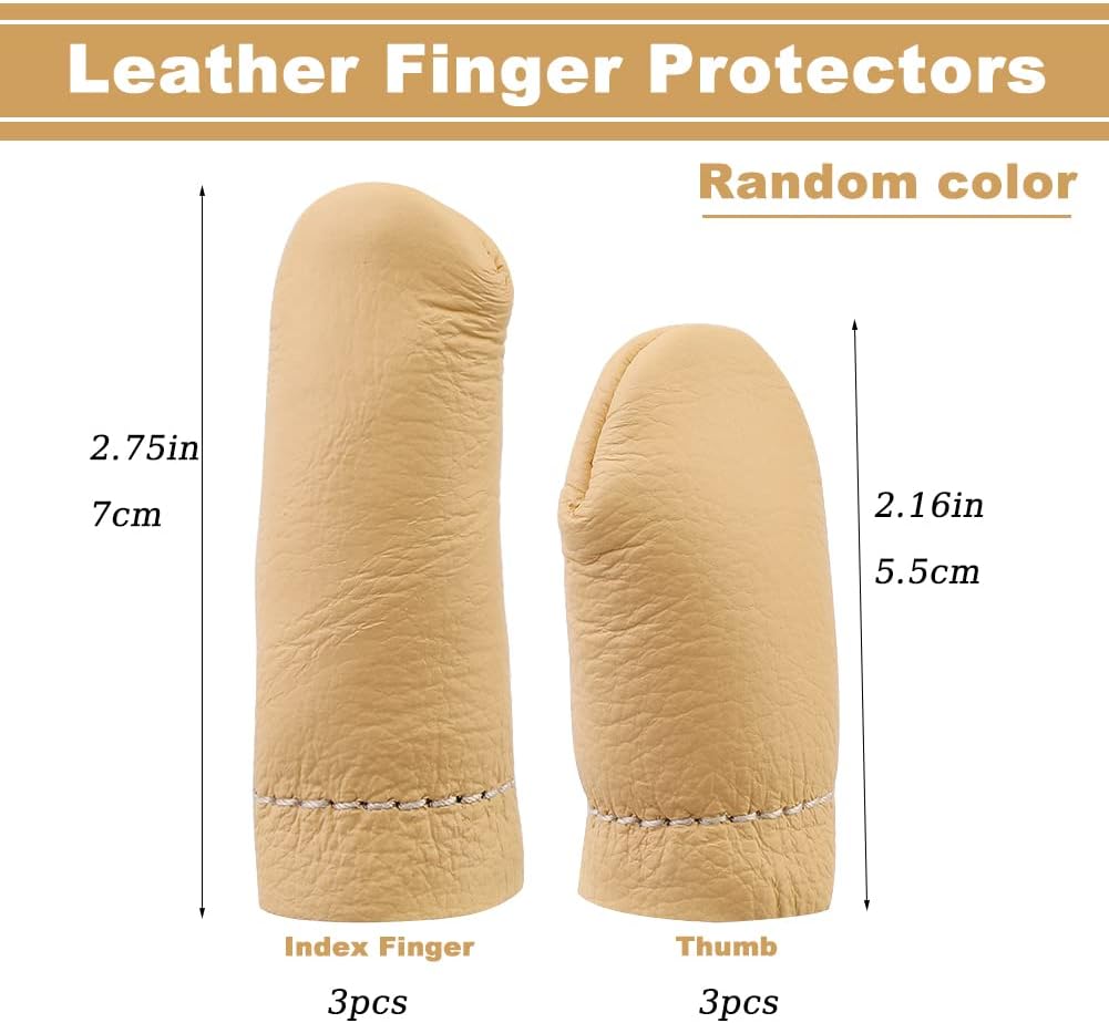 4 Pairs Leather Finger Protector Needle Felting Knitting Finger Thimble Guards Tools for Hand Craft Sewing Needlework Handmaking(Random Color)
