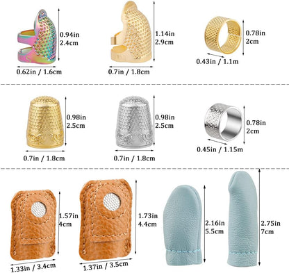 4 Pairs Leather Finger Protector Needle Felting Knitting Finger Thimble Guards Tools for Hand Craft Sewing Needlework Handmaking(Random Color)