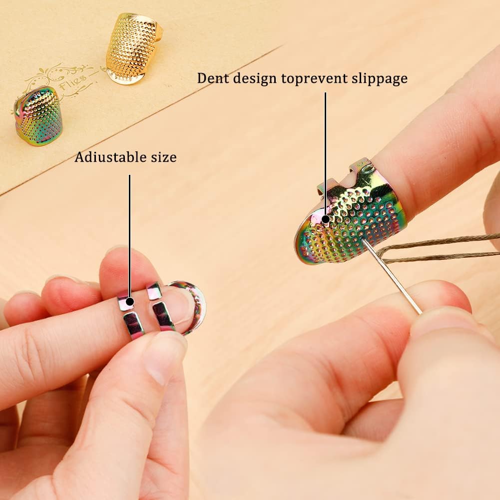 4 Pairs Leather Finger Protector Needle Felting Knitting Finger Thimble Guards Tools for Hand Craft Sewing Needlework Handmaking(Random Color)