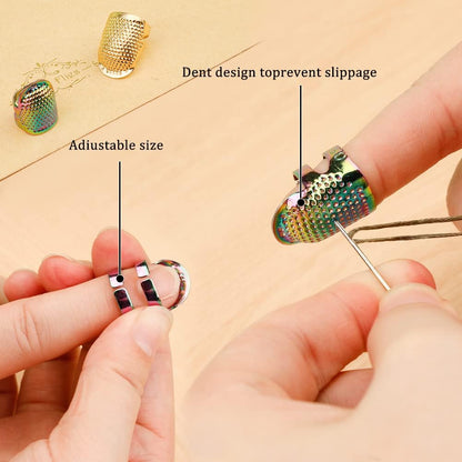 4 Pairs Leather Finger Protector Needle Felting Knitting Finger Thimble Guards Tools for Hand Craft Sewing Needlework Handmaking(Random Color)
