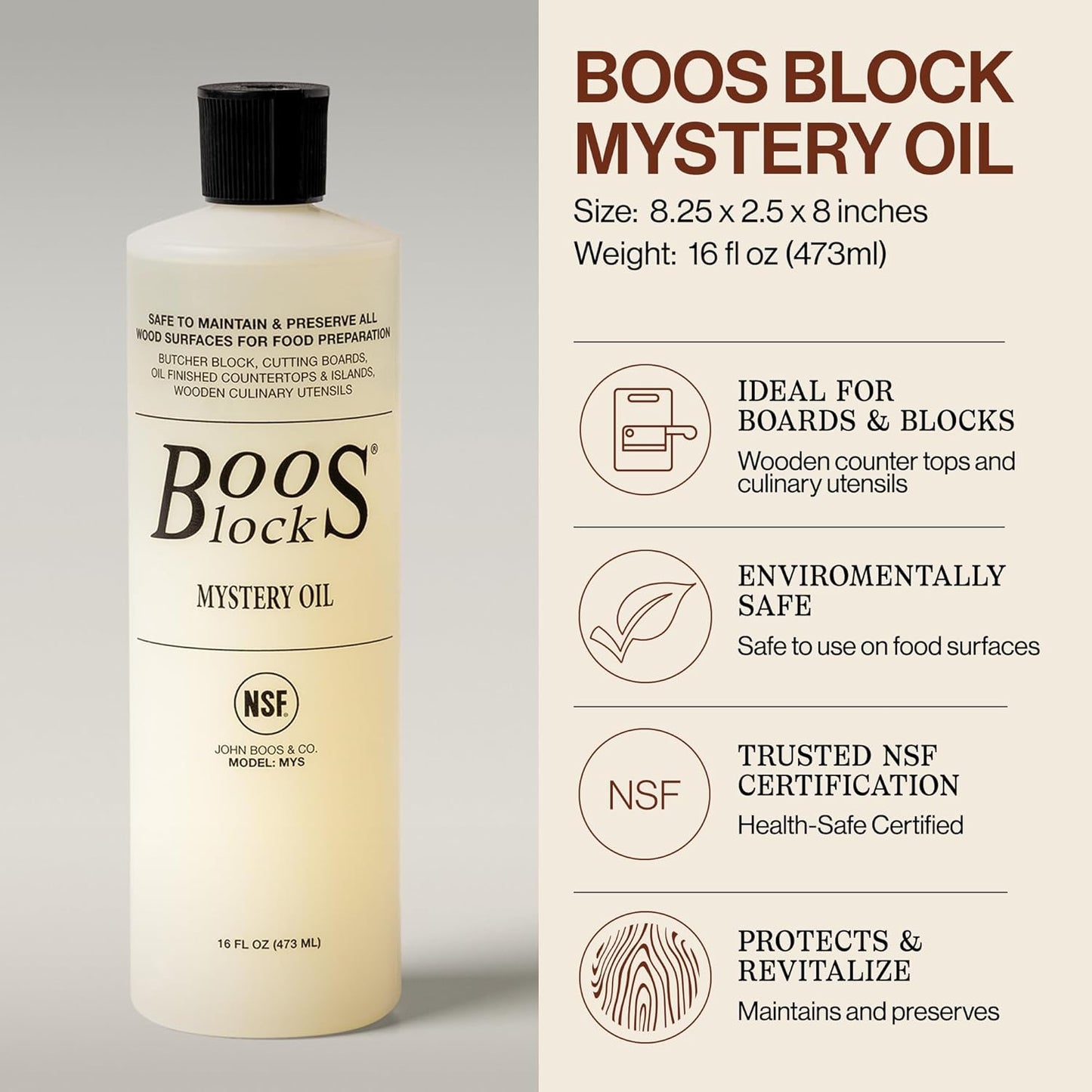 2-Piece All-Natural Care & Maintenance Set – 16 oz Mystery Oil & 5 oz Board Cream for Butcher Blocks, Cutting Boards, Wood Countertops, and Wooden Utensils
